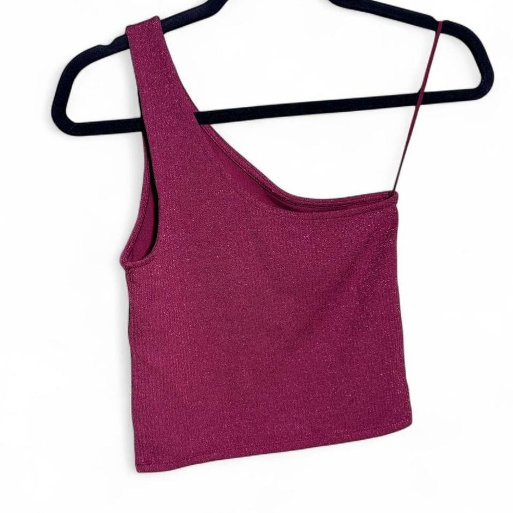 American Eagle size S burgundy sparkly one shoulder tank top